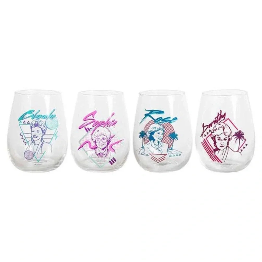 Golden Girls Stemless Wine Glasses Bioworld Retro